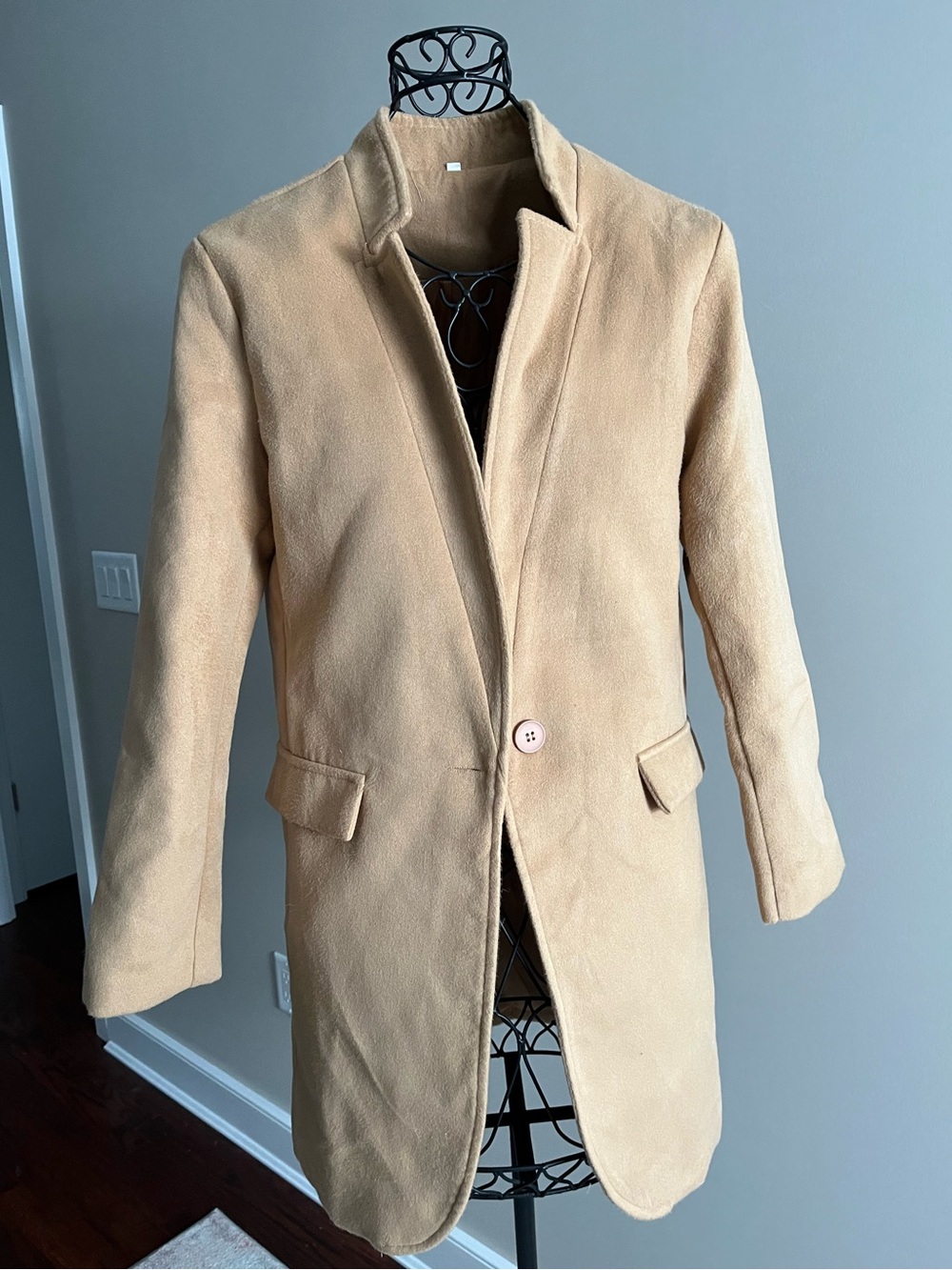 Women’s Single-Breasted Tan camel Coat - Chamois soft Classic car coat